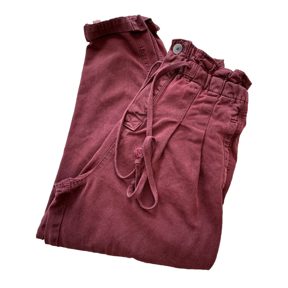 Free People Margate Paperbag High Waist Maroon Colored Denim Jean Pants XS($148)